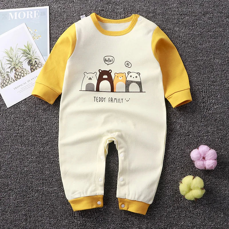 Baby Boys Girls Long Sleeve Romper Cotton Spring Autumn Crawling Jumpsuit Sleepwear All Seasons Onesie
