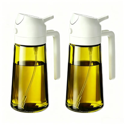 Plastic 2-in-1 Oil Dispenser & Sprayer 500ML Leakproof Olive Oil Sprayer Bottle for Cooking Spray Airfryer BBQ Camping