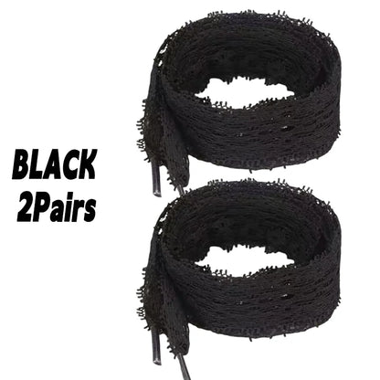 1/4Pairs Fancy Lace 3CM Wide Flat Shoelaces Sneakers Women Casual Shoes Black White Fashion Shoe Strings Replacement Accessories