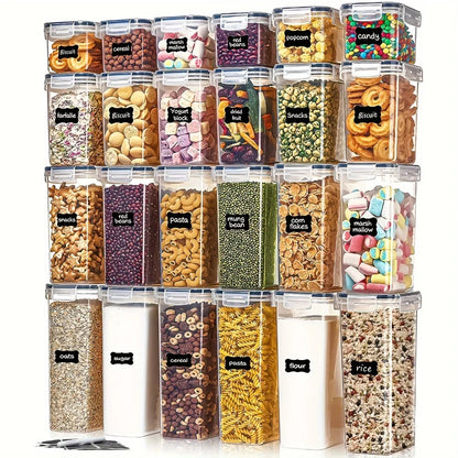 24Pcs Food Storage Containers 12 Boxes 12 Lids Airtight Pantry Organizer Kitchen Accessories Gadgets Tools Home Flour Sugar