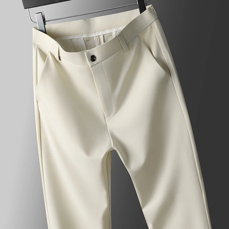 Men's Spring Summer Autumn  Pants Straight Stretch Casual No Trace No Ironing Fabric Silky Cool Feeling Trousers 29-42