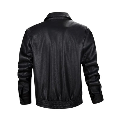 Men Trend Motorcycle Leather Jacket Bomber Pilot Retro Loose Pu Short Leather Jacket Autumn Winter New Lapel Big Pocket Coat
