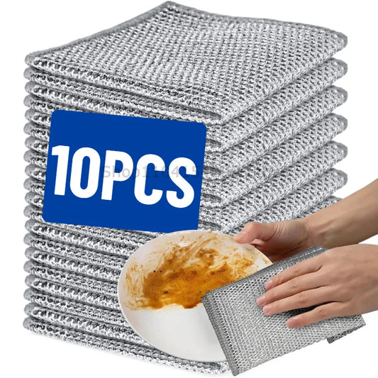 Wholesale Metal Steel Wire Rags Cloth Home Kitchen Pot Pan Dishwashing Double-sided Dishcloth Cleaning Cloths Towel Scrubber Rag