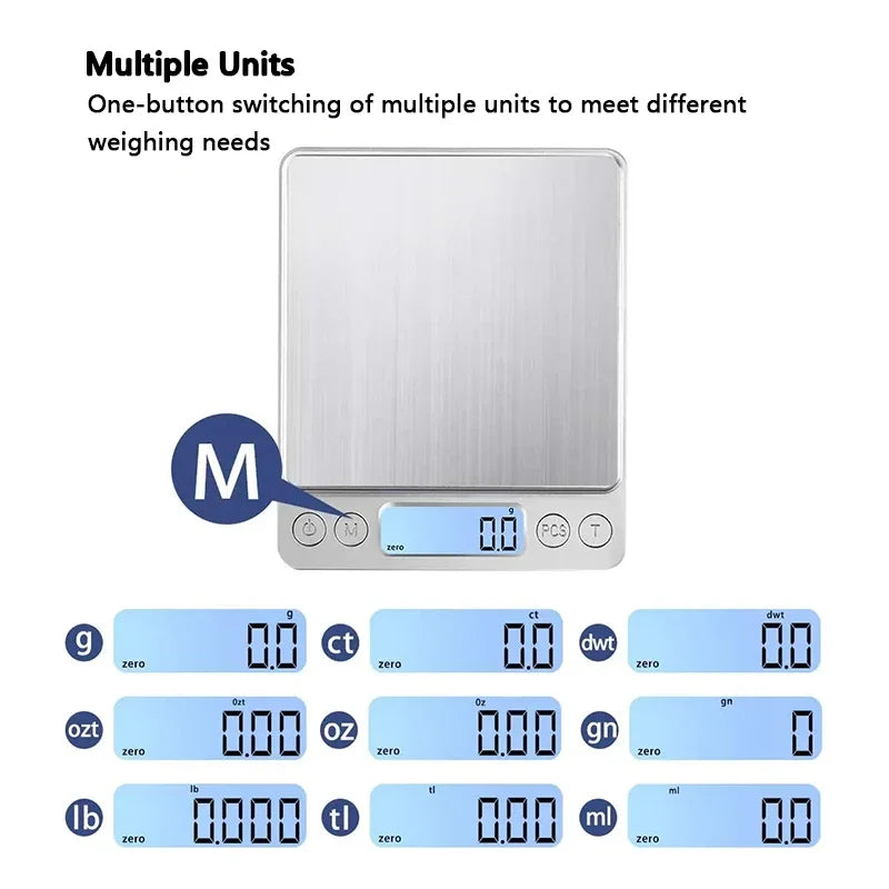 Portable 3000g/0.1g Lcd Digital Kitchen Scale Weighing In Grams And Ounces Used For Kitchen Weighing Jewelry Scale Food Scale