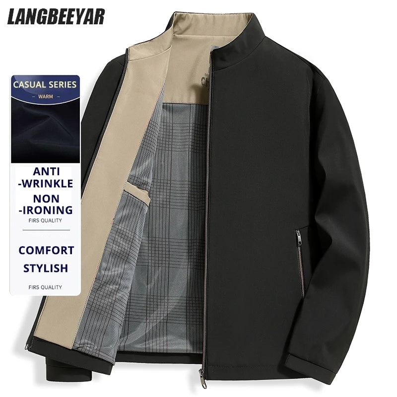 Top Quality New Men's Stand Collar Jacket Lightweight Windbreaker Outdoor Jacket Coats Soft Shell Autumn Casual Outerwear 2026