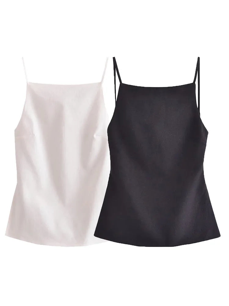 HXAO Women Top Lace Up Backless Camisole Top Women Cheap clothes Sexy Fashion Tanks & Camis Crop top Women White Black top