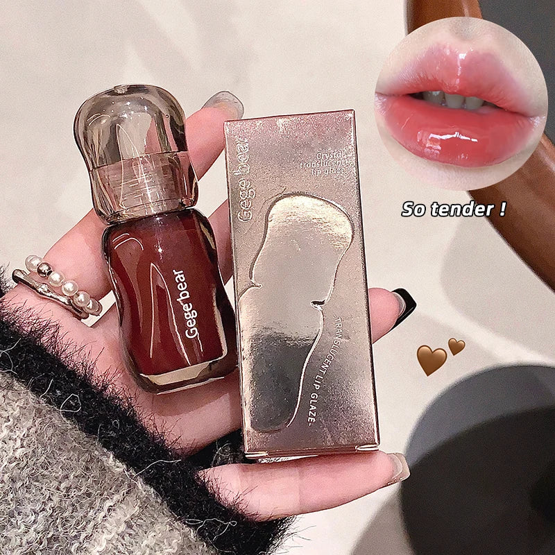 Gege Bear Crystal Lip Balm Moisturizing Lip Gloss Oil Jelly Lipgloss Long Lasting Liquid Lipstick Hydrating Tinted Lip Makeup