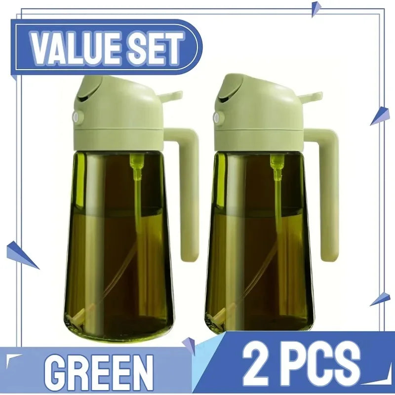 Plastic 2-in-1 Oil Dispenser & Sprayer 500ML Leakproof Olive Oil Sprayer Bottle for Cooking Spray Airfryer BBQ Camping