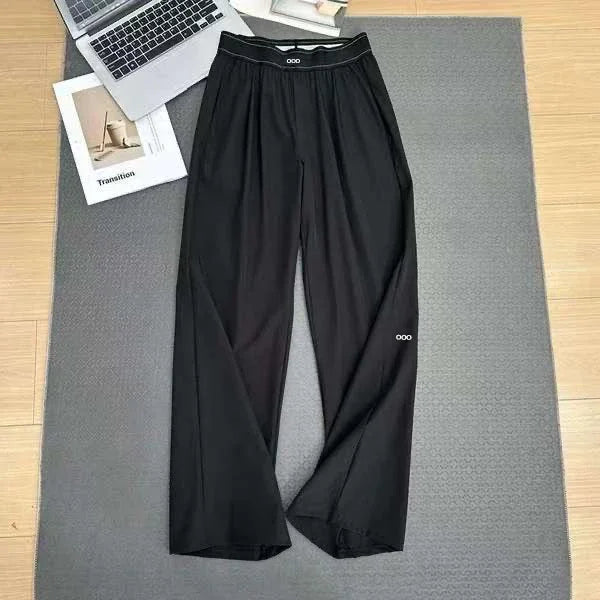 Loose Casual Pants Women's Summer High Waist and Thin Yoga Pants Breathable Drape Straight Mouth Wide Leg Sweatpants