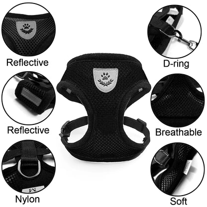 Adjustable Cat Dog Harness Leash Set Reflective Escape Proof Mesh Vest Puppy Kitten Chest Strap Pet Walking Safety Lead Supplies