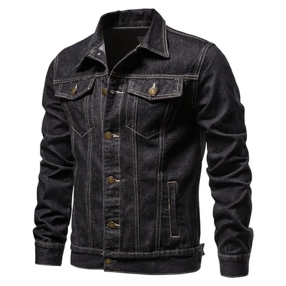 Autumn Men Solid Denim Jackets Fashion Motorcycle Vintage Jeans Jackets Hommes Slim Fit Cotton Casual Black Blue Coats