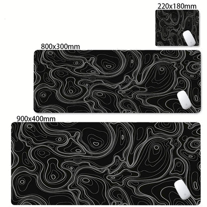 CIFBUY Large Gaming Mouse Pad Black White Strata Abstract Design Non-Slip Office Desk Mat Lock Stitched Edge for Computer Keyboa