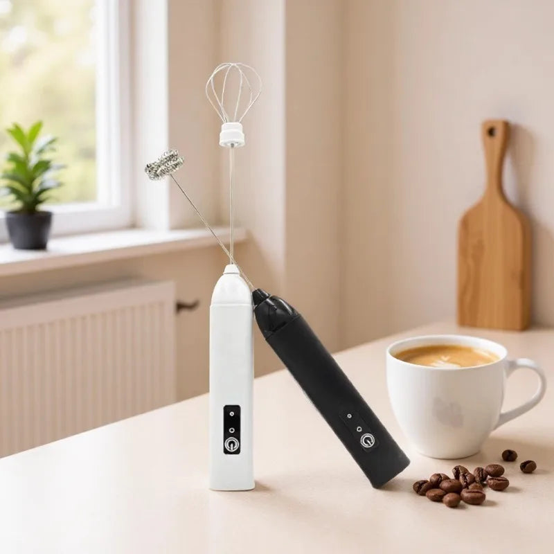Electric Milk Frother + Egg Beater Wireless Type-C Charging 3 Speeds Mini Handheld Foam Maker Coffee Whisk Cooking Tools