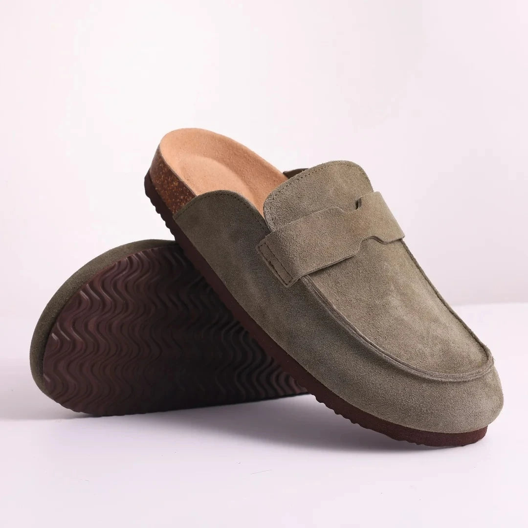 Crestar Cork Suede Mules Slippers For Women Fashion Men Clogs Shoes Classic Cork Antislip Outdoor Slippers With Arch Support