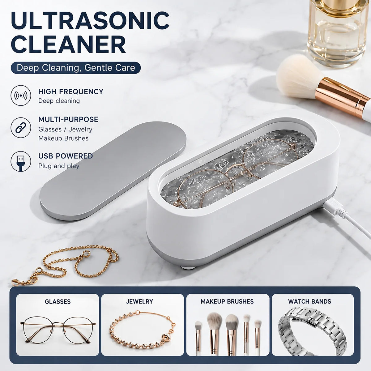 2026 New Ultrasonic Cleaning Machine Vibration Wash Cleaner Jewelry Glasses Cleaner Watch Cleaning Makeup Brush Cleaning Tool