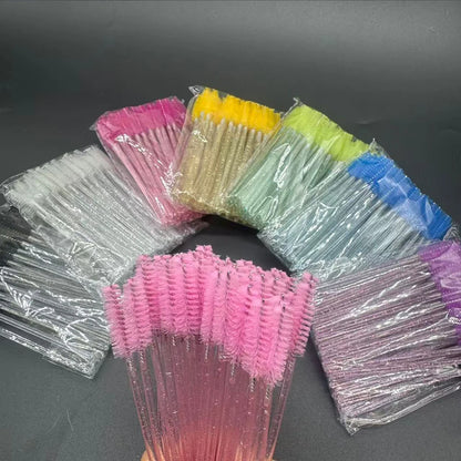 Disposable Crystal Eyelashes Brush Comb 50Pcs Eye Lashes Extension Mascara Wands Makeup Professional Makeup Beauty Tool
