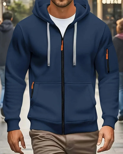 Casual top men's autumn and winter sportswear solid color men's top - fashionable sports solid color hoodie