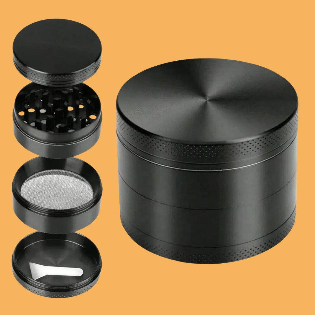 Spice Grinder 4 Piece Grinder Includes Stainless Steel Screen,Pollen Scraper Grass Tobacco Grinder Smoking Cigarette Accessories