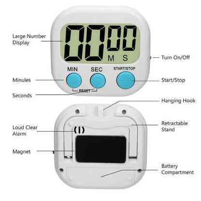 Digital Kitchen Timer for 99 Minutes Cooking Countdown with Magnetic Tool Timing Cook Friendly Alarm Clock Counter with Stand