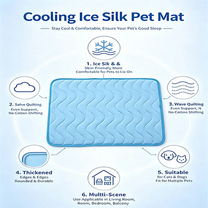 Cooling Cat Mat Summer Pad Mat For Dogs Cat Ice Silk Blanket Sofa Breathable Pet Dog Bed Summer Washable For Small Large Dog Cat