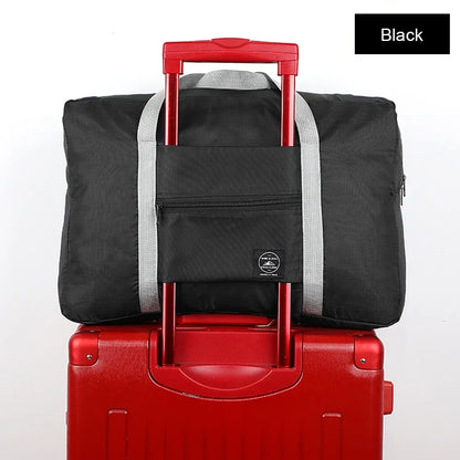 Solid Color Waterproof Folding Travel Bag Lightweight Large Capacity Luggage Bag