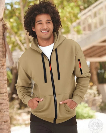 Casual top men's autumn and winter sportswear solid color men's top - fashionable sports solid color hoodie