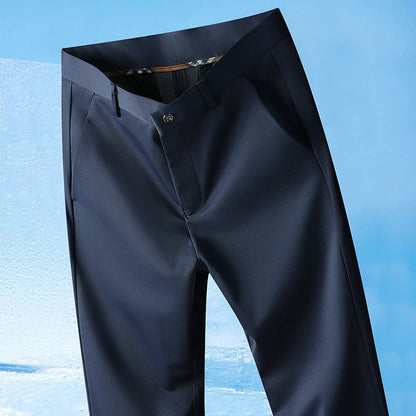 Men's Spring Summer Autumn  Pants Straight Stretch Casual No Trace No Ironing Fabric Silky Cool Feeling Trousers 29-42