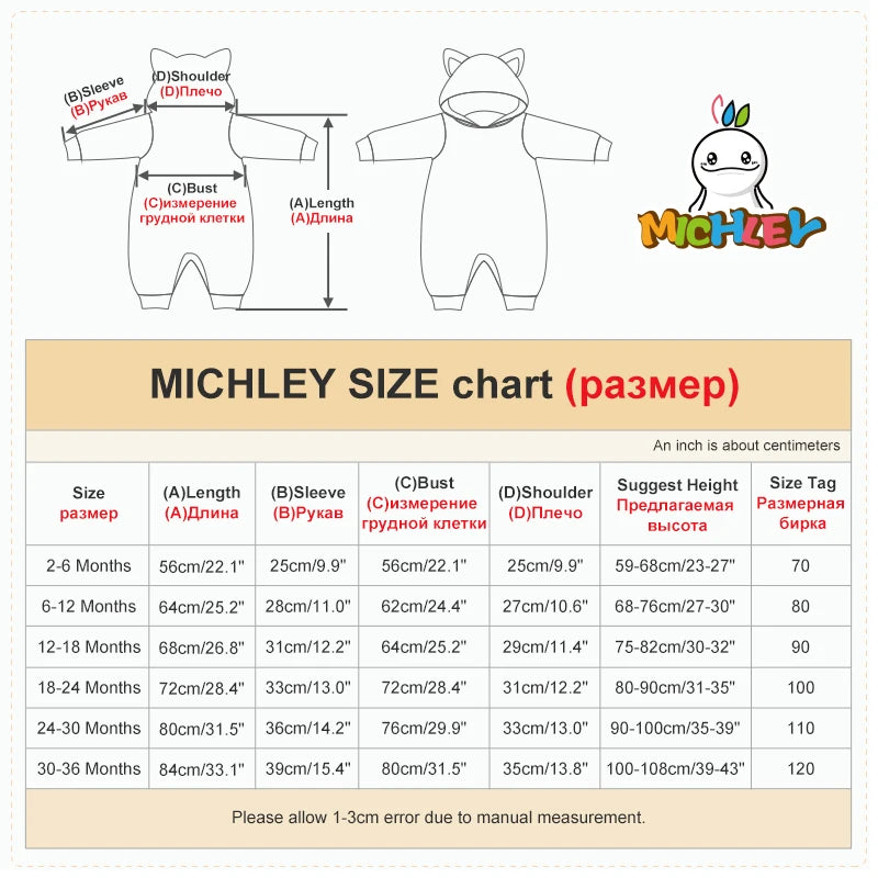 MICHLEY Carnaval Baby Cartoon Romper Winter Newborn Monkey Hooded Infant Clothing Boy Girl Pajamas Animal Onesie Jumpsuit