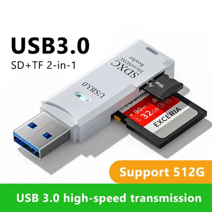 2-in-1 Multi Functional USB3.0/2.0 Card Reader Micro SD TF Memory Card Reader USB Flash Drive Cardreader Adapter For PC Laptops