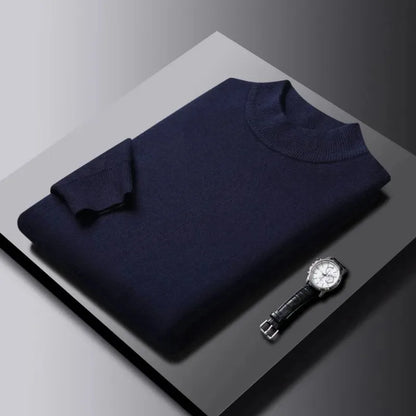 New Men's Solid Color Pullover Sweaters Half Turtleneck Long Sleeve Solid Color Breathable Streetwear Autumn Knitted Sweater Men