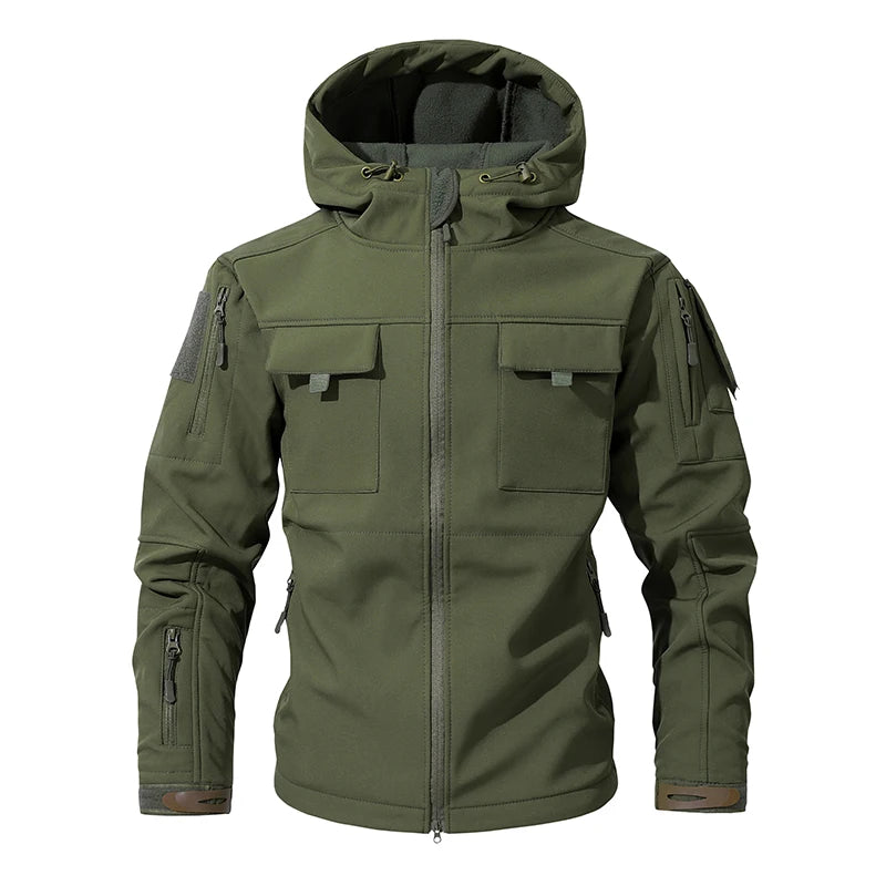 Men Lurker Shark Skin Soft Shell Tactical Jacket Waterproof Fleece Hooded Coat Hunt Clothes Autumn Solid Outdoor New Jacket Men