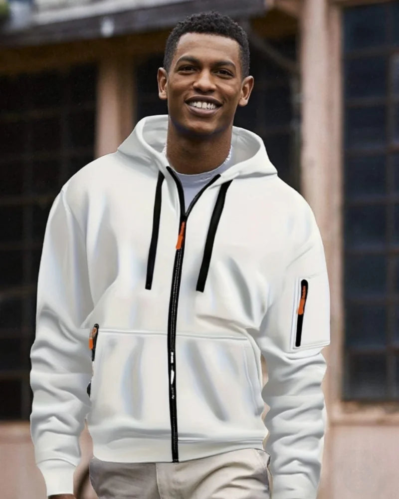 Casual top men's autumn and winter sportswear solid color men's top - fashionable sports solid color hoodie