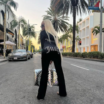 Women's Y2K Jogging Two-Piece Hooded Set Fall Winter Jogger Comfortable Pantsuit Long-Sleeved Jacket Coat & Trousers Casual Sets