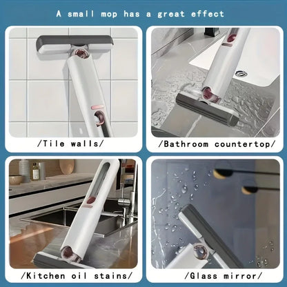 Mini Mop Self Squeeze Mop Powerful Folding Household Clean Tools No Hand Wash Strong Absorbent Mop for Bathroom Kitchen Desktop