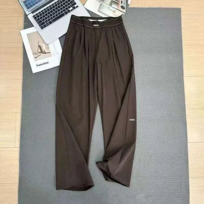 Loose Casual Pants Women's Summer High Waist and Thin Yoga Pants Breathable Drape Straight Mouth Wide Leg Sweatpants