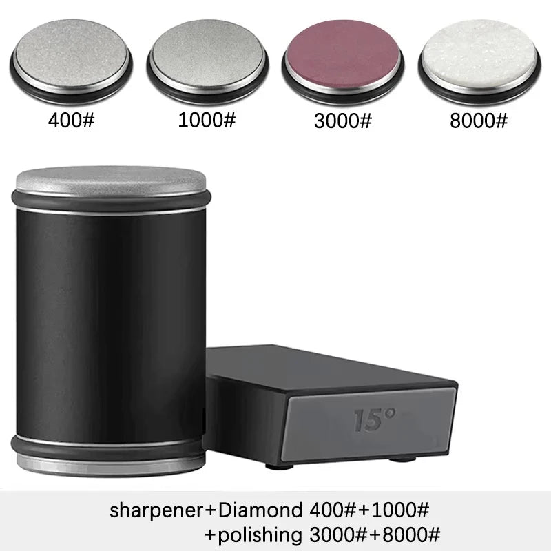 Rolling Knife Sharpener For Straight Edge Knife Sharpener Kit With 15/20° Degree Magnetic Angle For Kitchen Knives Whetstone Set