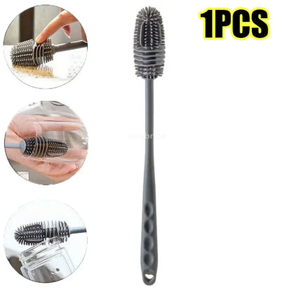 Silicone Milk Bottle Brush Cup Scrubber Glass Cleaner Kitchen Cleaning Tool Long Handle Drink Bottle Glass Cup Cleaning Brush