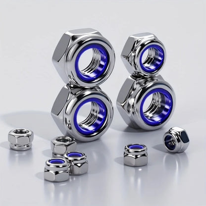 210/150pcs Stainless Steel Hex Lock Nuts, Anti-Slip Self-Locking M3-M8/M4-M6 Assortment for Industrial/Construction/Automotive