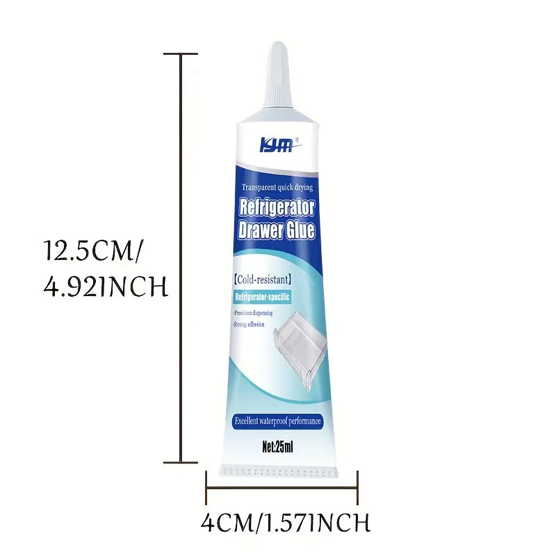 Refrigerator Repair Glue 25ML Cold Resistant Waterproof Adhesive for Fridge Drawer Door Seal Quick Drying for Plastic Glass