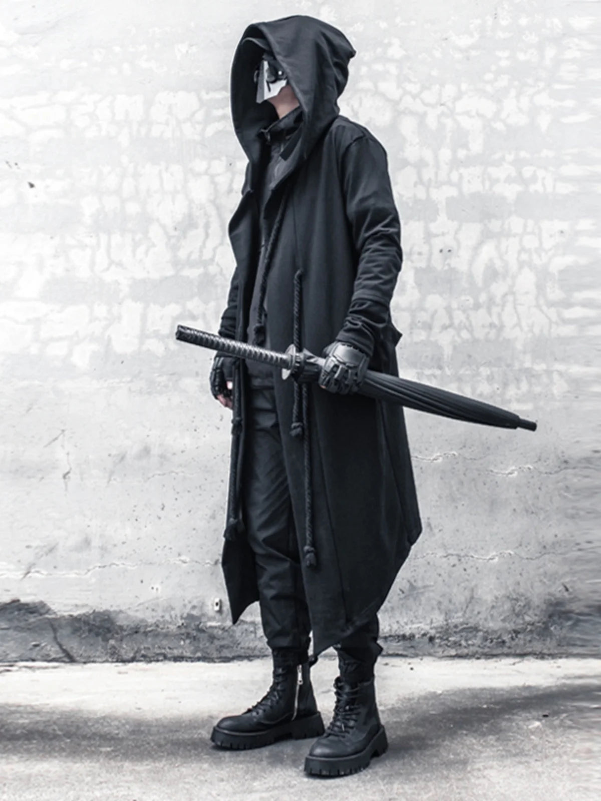 ARENS Men's Tide Spring Autumn Darkwear Warrior Large Size Windbreaker Gothic Style Long Coat Punk Cloak Hooded Wizard