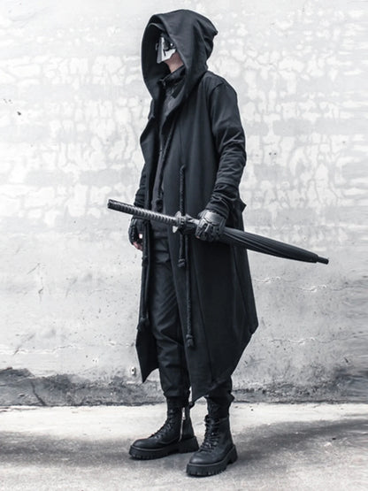 ARENS Men's Tide Spring Autumn Darkwear Warrior Large Size Windbreaker Gothic Style Long Coat Punk Cloak Hooded Wizard