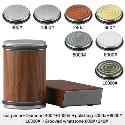 Rolling Knife Sharpener For Straight Edge Knife Sharpener Kit With 15/20° Degree Magnetic Angle For Kitchen Knives Whetstone Set