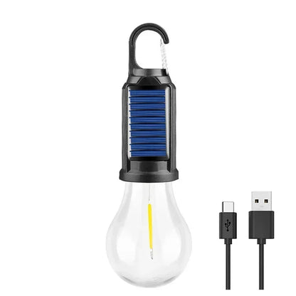 Vintage Solar & USB Rechargeable Camping Lantern LED Retro Tungsten Lamp Multifunctional Atmosphere Tent Light Bulb for Outdoor