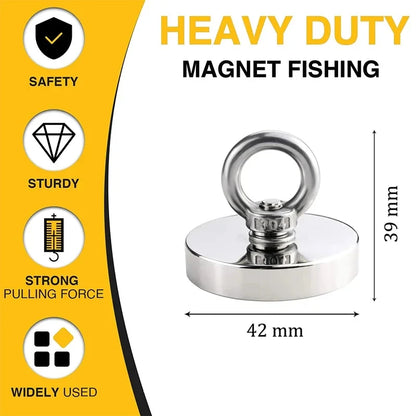 Super Strong Suction Salvage Helper, Made of N52 Heavy Rare Earth Material, with Countersunk Hole and Eyebolt Suction metal