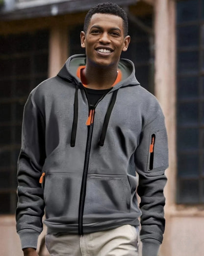 Casual top men's autumn and winter sportswear solid color men's top - fashionable sports solid color hoodie
