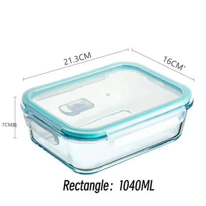 Borosilicate Glass Lunch Box Airtight Leakproof Bento Box Meal Prep Food Storage Containers with Locking Lid for Adults Office