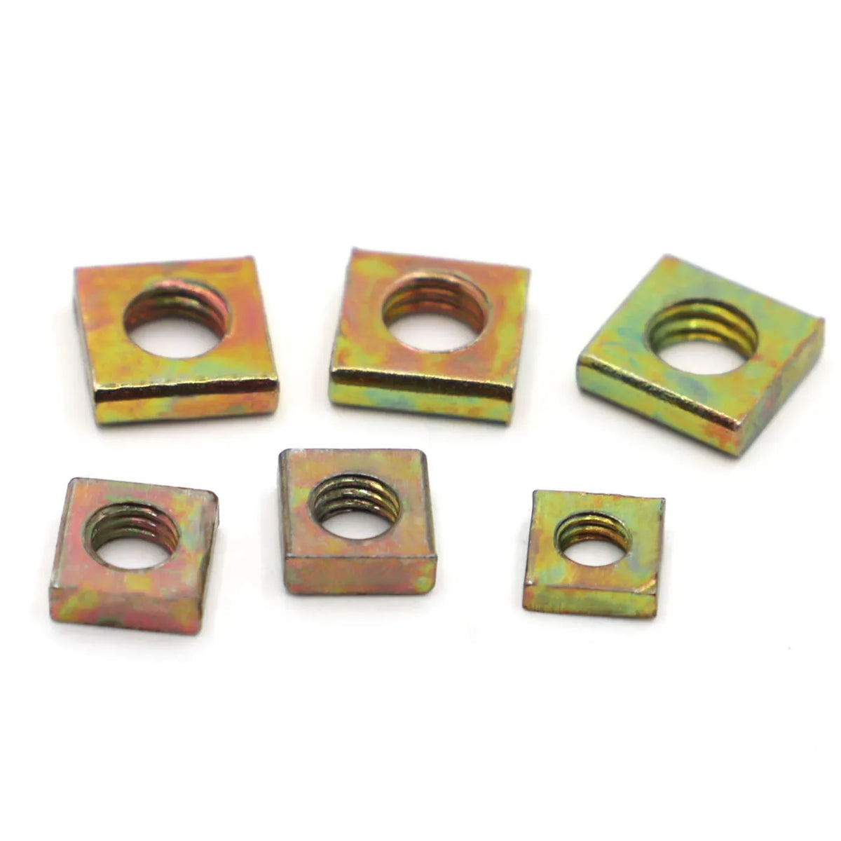 50Pcs DIN562 M3 M4 M5 M6 Color Zinc Plated Square Nuts Without Bevel Block Square Quadrangle Galvanized Pressed Nuts