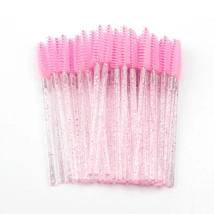 New 5/25/50Pcs Wholesale Crystal Eyelashes Brush Applicator Eyelash Brushes Plastic Mascara Wand Lashes Extension Makeup Beauty