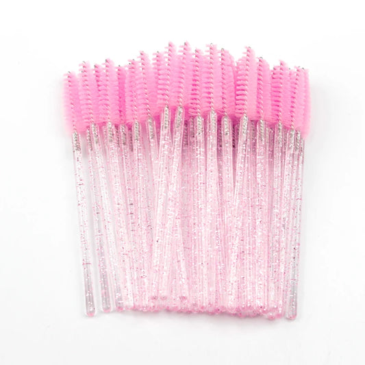 New 5/25/50Pcs Wholesale Crystal Eyelashes Brush Applicator Eyelash Brushes Plastic Mascara Wand Lashes Extension Makeup Beauty