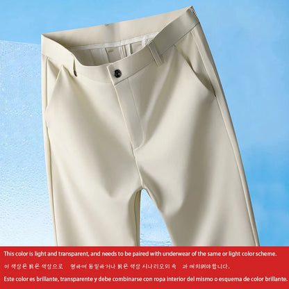 Men's Spring Summer Autumn  Pants Straight Stretch Casual No Trace No Ironing Fabric Silky Cool Feeling Trousers 29-42